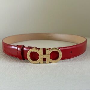 Red Salvatore Ferragamo Gancini-buckle leather belt